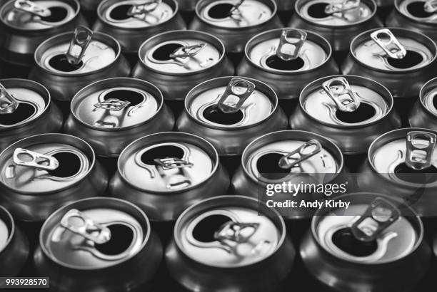 opened soda cans. - aluminium stock pictures, royalty-free photos & images