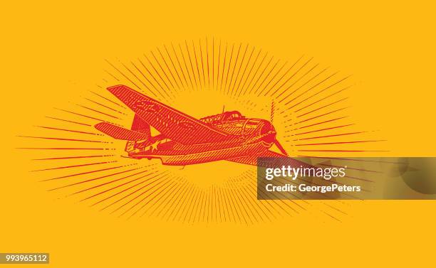 ww2 airplane. avenger dive bomber - naval oranges stock illustrations