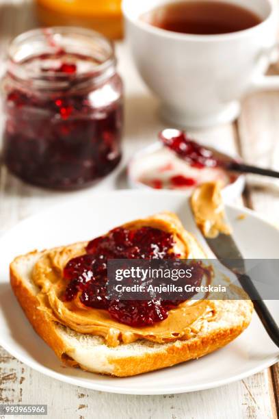 peanut butter and jelly sandwich - marmalade sandwich stock pictures, royalty-free photos & images