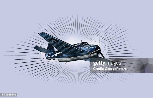 ww2 airplane. avenger dive bomber - us navy stock illustrations