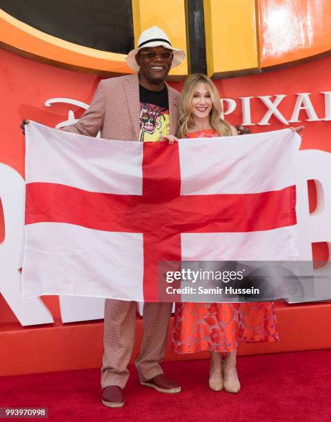 Holly Hunter and Samuel L Jackson attend the 'Incredibles 2' UK premiere at BFI Southbank on July 8, 2018 in London, England.