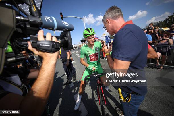 Arrival / Marcel Kittel of Germany and Team Katusha Green Sprint Jersey / Press Media / during the 105th Tour de France 2018, Stage 2 a 182,5km stage...