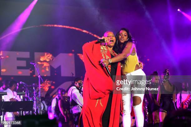 Queen Latifah and Remy Ma perform at the 2018 Essence Festival - Day 2 on July 7, 2018 in New Orleans, Louisiana.