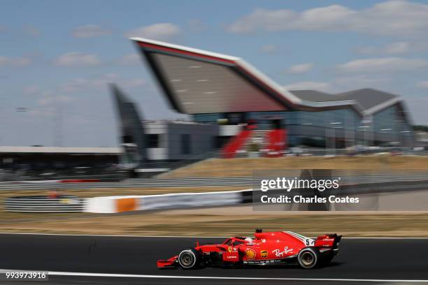 Sebastian Vettel of Germany driving the Scuderia Ferrari SF71H on track during the Formula One Grand Prix of Great Britain at Silverstone on July 8,...