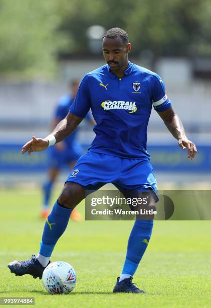 Liam Trotter of AFC Wimbeldon in action during a pre-season friendly match between AFC Wimbeldon and Reading at The Cherry Red Records Stadium on...