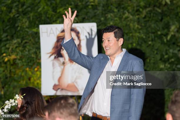 James Mun speaking at the Hamptons Magazine Cover Star Rose Byrne Celebration Presented By Lalique Along With Maddox Gallery at Southampton Social...