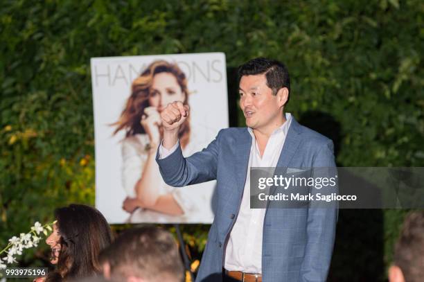 James Mun speaking at the Hamptons Magazine Cover Star Rose Byrne Celebration Presented By Lalique Along With Maddox Gallery at Southampton Social...