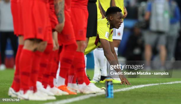 Yerry Mina of Colombia during the 2018 FIFA World Cup Russia Round of 16 match between Colombia and England at Spartak Stadium on July 3, 2018 in...