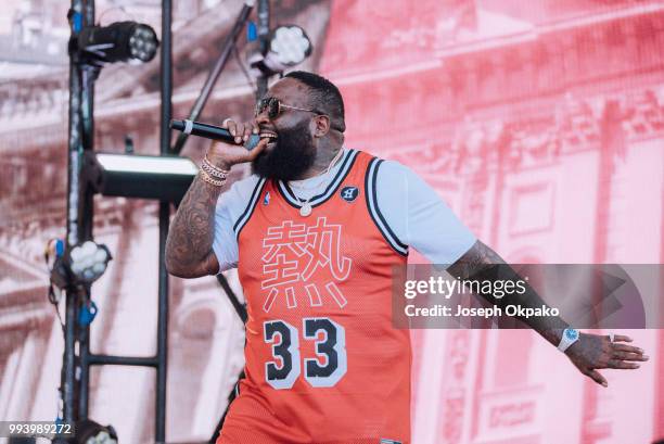 Rick Ross performs on Day 3 of Wireless Festival 2018 at Finsbury Park on July 8, 2018 in London, England.