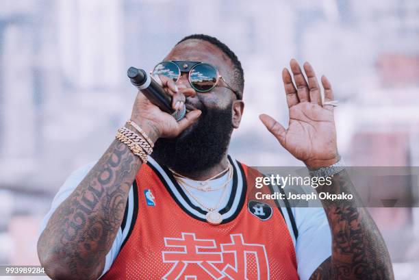 Rick Ross performs on Day 3 of Wireless Festival 2018 at Finsbury Park on July 8, 2018 in London, England.