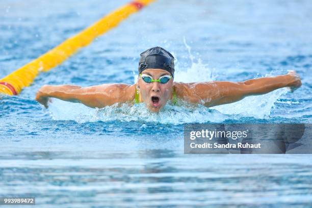 Liliana Szilagyi of Hungria, 200m butterfly final A, competes during the Open of France at l'Odyssee on July 8, 2018 in Chartres, France.