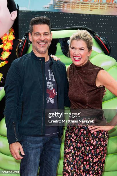 Rick Kavanian and Anke Engelke attend the 'Hotel Transsilvanien 3' premiere at CineStar on July 8, 2018 in Berlin, Germany.