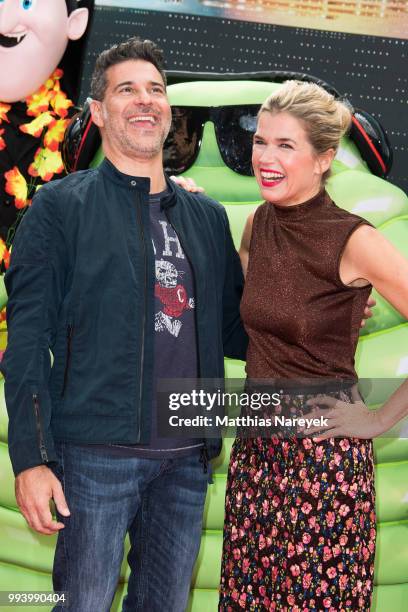 Rick Kavanian and Anke Engelke attend the 'Hotel Transsilvanien 3' premiere at CineStar on July 8, 2018 in Berlin, Germany.