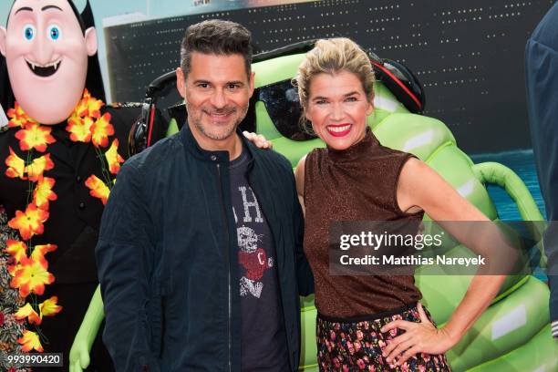 Rick Kavanian and Anke Engelke attend the 'Hotel Transsilvanien 3' premiere at CineStar on July 8, 2018 in Berlin, Germany.