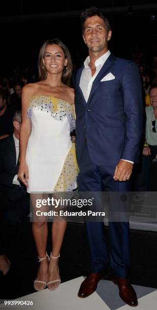 Fernando Verdasco and Ana Boyer attend Pedro del Hierro show at Mercedes Benz Fashion Week Madrid Spring/ Summer 2019 on July 8, 2018 in Madrid,...