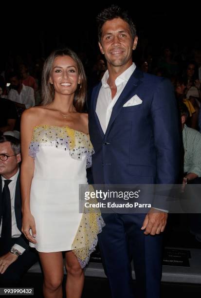 Fernando Verdasco and Ana Boyer attend Pedro del Hierro show at Mercedes Benz Fashion Week Madrid Spring/ Summer 2019 on July 8, 2018 in Madrid,...