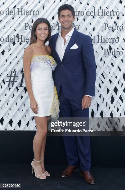 Fernando Verdasco and Ana Boyer attend Pedro del Hierro show at Mercedes Benz Fashion Week Madrid Spring/ Summer 2019 on July 8, 2018 in Madrid,...