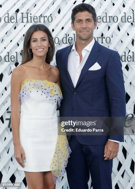 Fernando Verdasco and Ana Boyer attend Pedro del Hierro show at Mercedes Benz Fashion Week Madrid Spring/ Summer 2019 on July 8, 2018 in Madrid,...