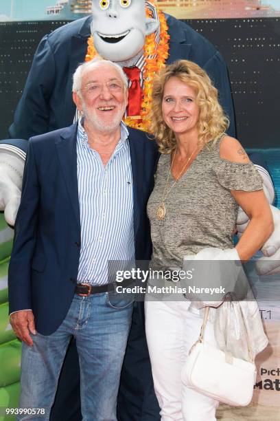 Dieter Hallervorden and Christiane Zander attend the 'Hotel Transsilvanien 3' premiere at CineStar on July 8, 2018 in Berlin, Germany.