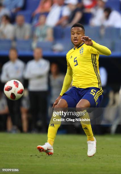 Martin Olsson of Sweden during the 2018 FIFA World Cup Russia Quarter Final match between Sweden and England at Samara Arena on July 7, 2018 in...