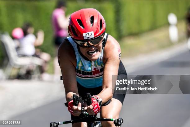 Athlete competes during the bike leg at the Mainova IRONMAN European Championship on July 8, 2018 in Frankfurt am Main, Germany.