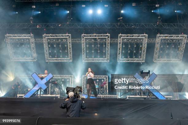 Perform on stage during TRNSMT Festival Day 5 at Glasgow Green on July 8, 2018 in Glasgow, Scotland.