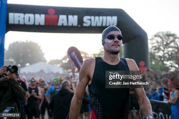 Jan Frodeno of Germany competes during the swim leg at the Mainova IRONMAN European Championship on July 8, 2018 in Frankfurt am Main, Germany.