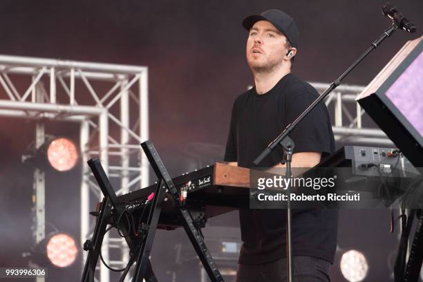 Martin Doherty of CHVRCHES performs on stage during TRNSMT Festival Day 5 at Glasgow Green on July 8, 2018 in Glasgow, Scotland.