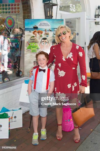 Actress Jane Krakowski with son Bennett Robert Godley attend the Sony Pictures Animation Screening of "Hotel Transylvania 3: Summer Vacation" on July...