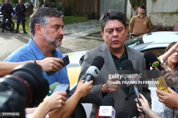 Federal Deputies Paulo Pimenta and Wadi Damous who filed the Habeas Corpus petition to release the former Brazilian president Luiz Inacio Lula da...