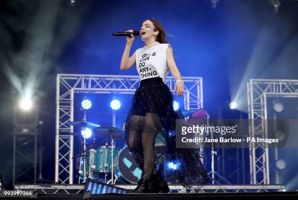 Lauren Mayberry from CHVRCHES performs on the main stage during the TRNSMT Festival on Glasgow Green in Glasgow.