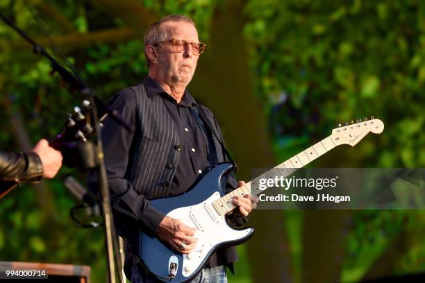 Eric Clapton performs on stage as Barclaycard present British Summer Time Hyde Park at Hyde Park on July 8, 2018 in London, England.