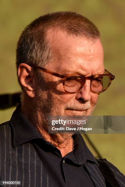 Eric Clapton performs on stage as Barclaycard present British Summer Time Hyde Park at Hyde Park on July 8, 2018 in London, England.