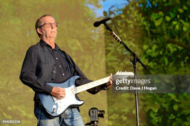 Eric Clapton performs on stage as Barclaycard present British Summer Time Hyde Park at Hyde Park on July 8, 2018 in London, England.