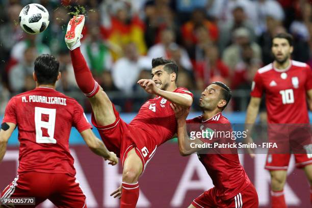 Saeid Ezatolahi of Iran clears the ball during the 2018 FIFA World Cup Russia group B match between Iran and Spain at Kazan Arena on June 20, 2018 in...