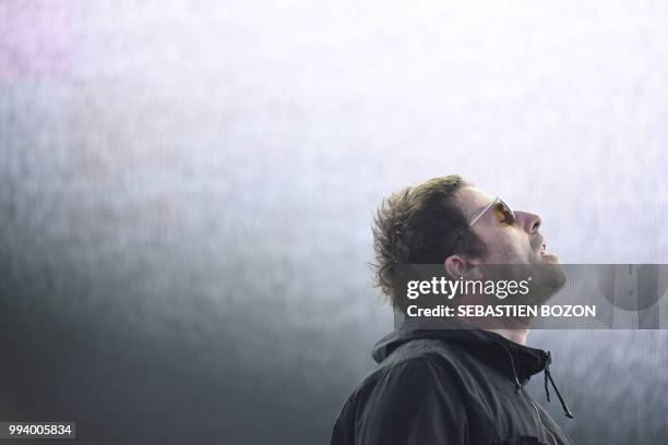 British singer Liam Gallagher performs on stage during the 30th Eurockeennes rock music festival on July 8, 2018 in Belfort, eastern France.