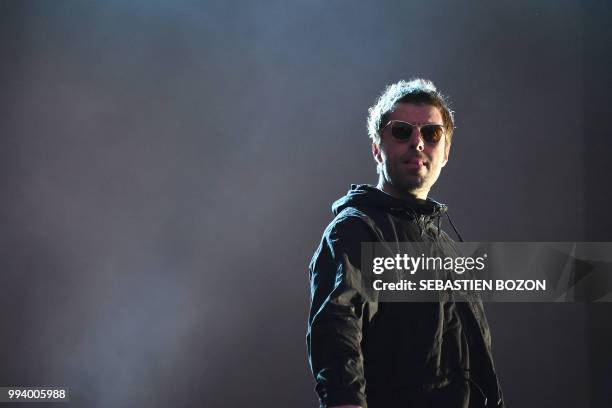 British singer Liam Gallagher performs on stage during the 30th Eurockeennes rock music festival on July 8, 2018 in Belfort, eastern France.