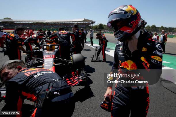 Max Verstappen of Netherlands and Red Bull Racing prepares to drive on the grid before the Formula One Grand Prix of Great Britain at Silverstone on...