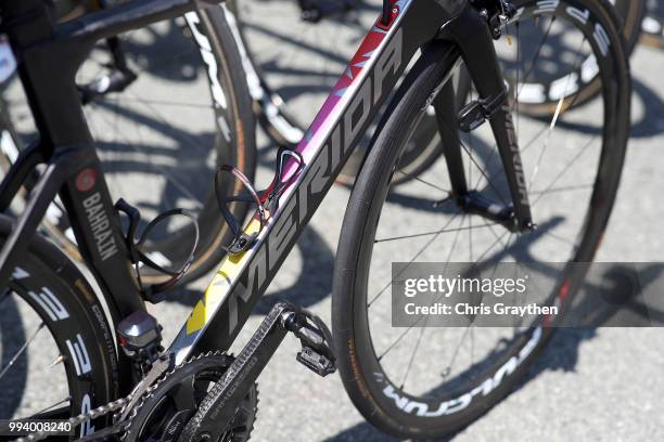 Vincenzo Nibali of Italy and Bahrain Merida Pro Team / Merida Bike / Down Tube / Illustration / during the 105th Tour de France 2018, Stage 2 a...