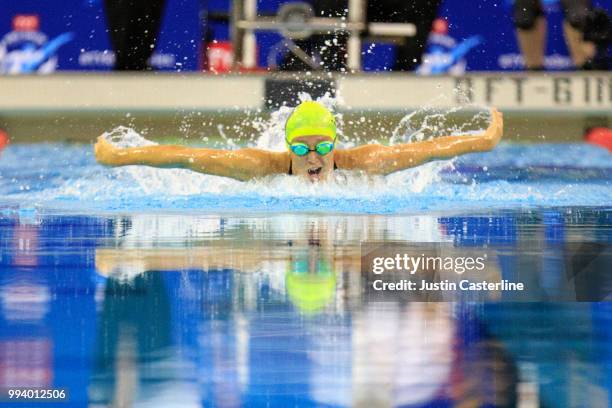 Lexie Mulvihill competes in the women's 200m butterfly prelims at the 2018 TYR Pro Series on July 8, 2018 in Columbus, Ohio.