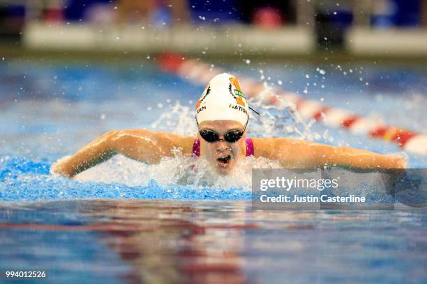 Sarah Boyle competes in the women's 200m butterfly prelims at the 2018 TYR Pro Series on July 8, 2018 in Columbus, Ohio.