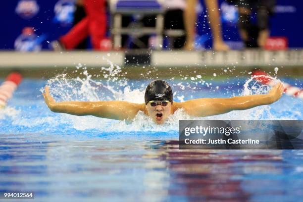 Michael Balcerak competes in the men's 200m butterfly prelims at the 2018 TYR Pro Series on July 8, 2018 in Columbus, Ohio.