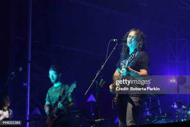 Adam Granduciel of War on Drugs performs during the 2018 Festival International de Jazz de Montreal at Quartier des spectacles on July 7th, 2018 in...