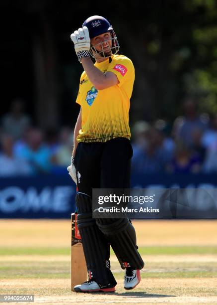 Gareth Roderick of Gloucestershire during the Vitality Blast match between Middlesex and Gloucestershire at Uxbridge Sports Club on July 8, 2018 in...