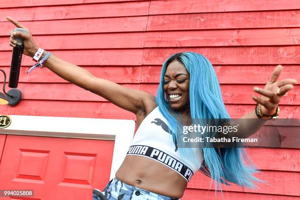 Lady Leshurr performs an intimate set at the Smirnoff House during Day 3 of Wireless Festival 2018 at Finsbury Park on July 8, 2018 in London,...