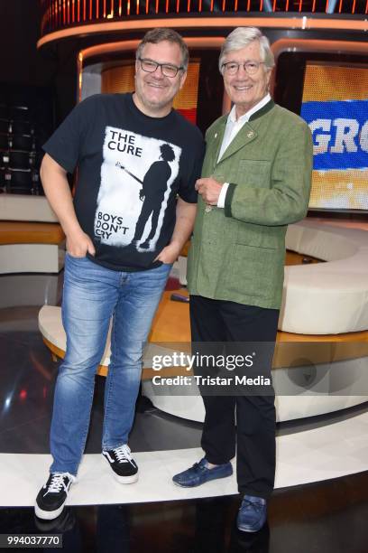 German presenter Elton and german actor Christian Wolff during the 'Klein Gegen Gross' TV Show on July 8, 2018 in Berlin, Germany.