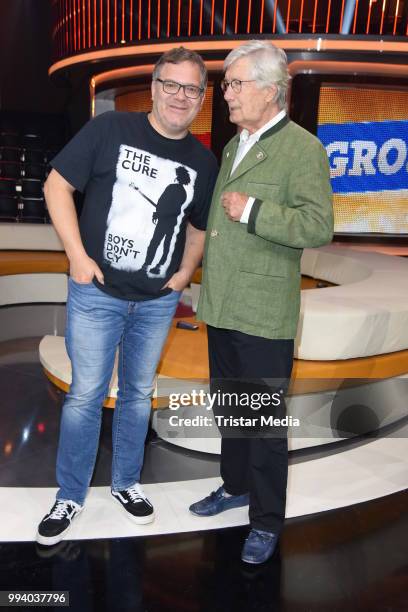 German presenter Elton and german actor Christian Wolff during the 'Klein Gegen Gross' TV Show on July 8, 2018 in Berlin, Germany.