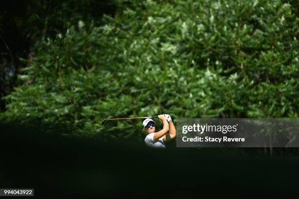 Anna Nordqvist of Sweden hits her approach shot on the first hole during the final round of the Thornberry Creek LPGA Classic at Thornberry Creek at...