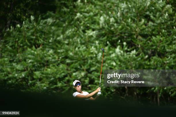 Anna Nordqvist of Sweden hits her approach shot on the first hole during the final round of the Thornberry Creek LPGA Classic at Thornberry Creek at...