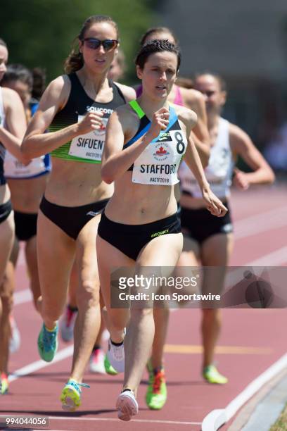 Gabriela Stafford kicks for home and the win in the 1500m at the 2018 Athletics Canada National Track and Field Championships on July 08, 2018 held...